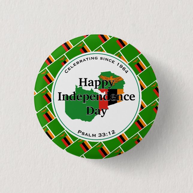 ZAMBIA INDEPENDENCE Stylish Zambian Flag Button (Front)