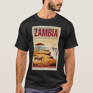 Zambia Landscape Illustration Travel Art Vintage T-Shirt