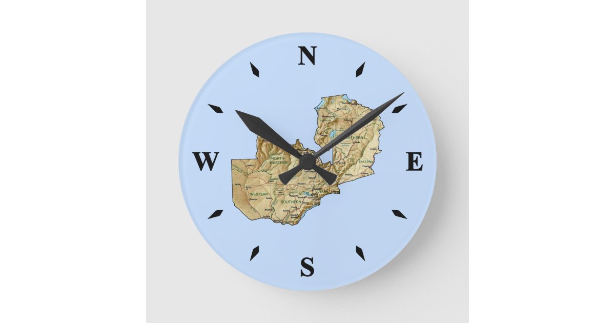 Zambia Map Clock Zazzle