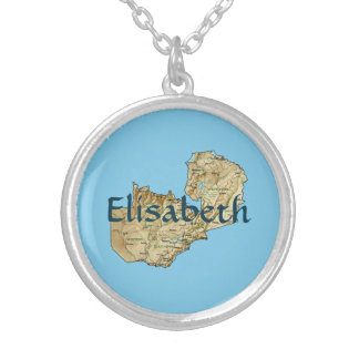 Zambia Map + Name Necklace