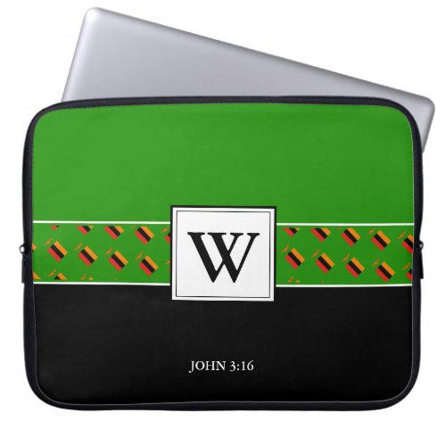 ZAMBIA Monogram Christian Bible GREEN Laptop Laptop Sleeve