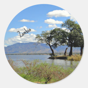 Zambia, scenic landscape photograph classic round sticker