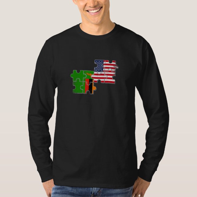 Zambia USA Zambian American Flag T-Shirt (Front)