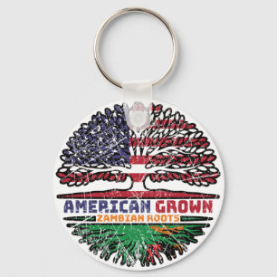 Zambia Zambian US American USA United States Tree Keychain