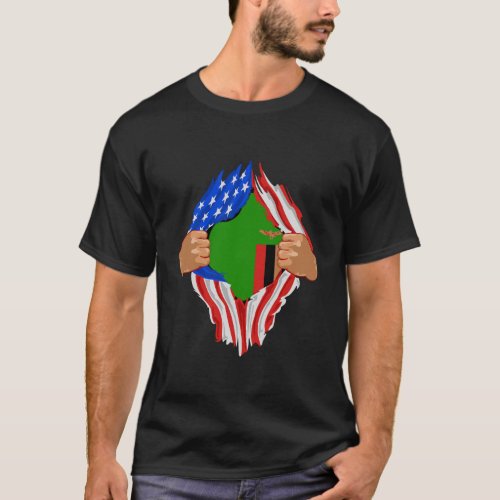 Zambian Blood Inside Me Zambia Flag Gift T_Shirt