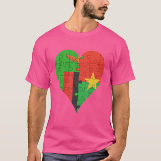 Zambian Burkinabe Flag Heart T-Shirt