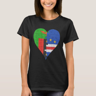 Zambian Cape Verdean Flag Heart T-Shirt
