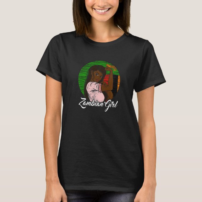 Zambian Flag Zambi Zambian Girl T-Shirt (Front)