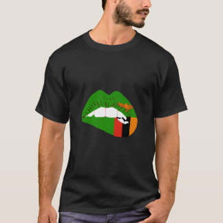 Zambian Flag Zambian Roots Lip Zambian Pride Zambi T-Shirt