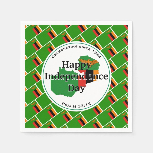 ZAMBIAN INDEPENDENCE Celebrating Zambia Paper Napkins (Front)