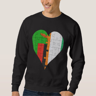 Zambian Ivorian Flag Heart Sweatshirt
