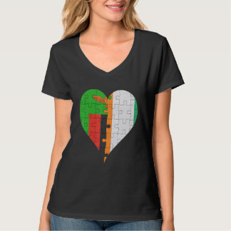 Zambian Ivorian Flag Heart T-Shirt
