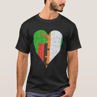 Zambian Ivorian Flag Heart T-Shirt