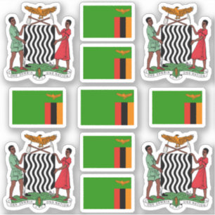 Zambian national symbols /Coat of arms and flag Sticker