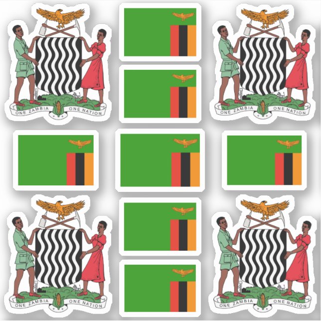 Zambian national symbols /Coat of arms and flag Sticker (Front)