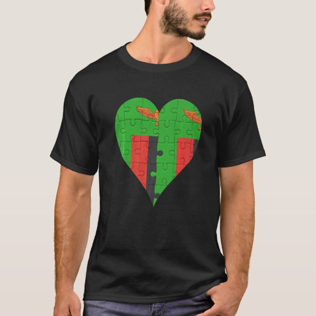 Zambian Zambian Flag Heart T-Shirt (Front)