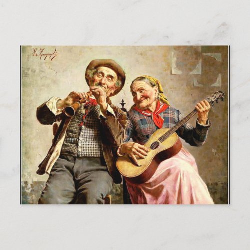 Zampighi _ Sweet Music vintage painting Postcard