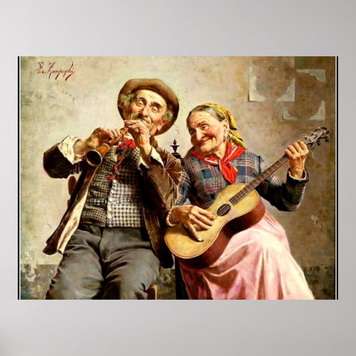Zampighi _ Sweet Music vintage painting Poster