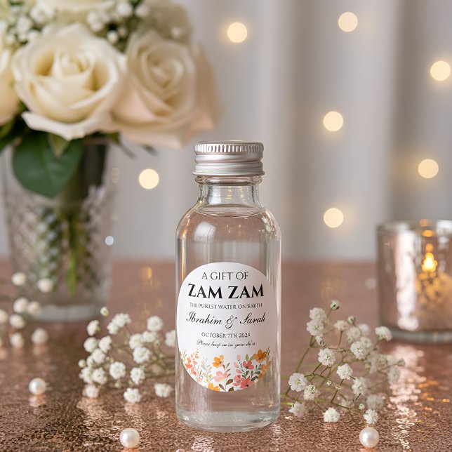 zamzam water nikah muslim wedding favor floral classic round sticker (Creator Uploaded)