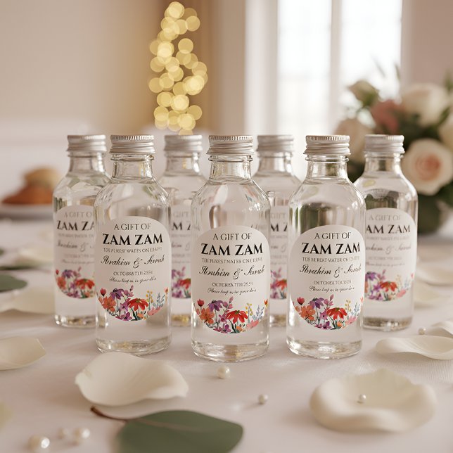 zamzam water nikah muslim wedding favor floral classic round sticker (Creator Uploaded)