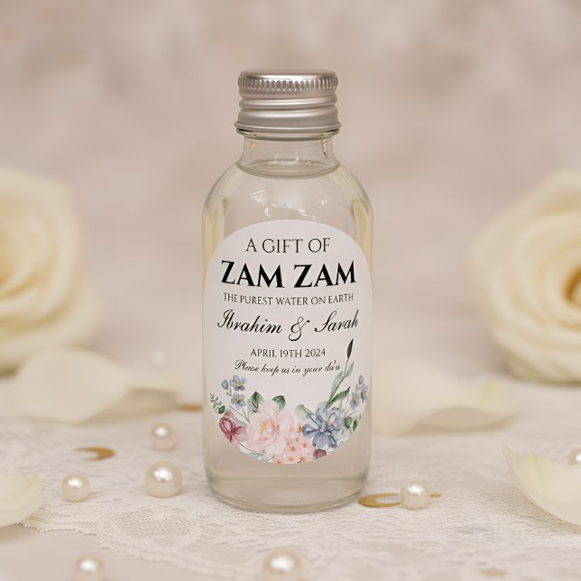 zamzam water nikah muslim wedding favor floral classic round sticker (Creator Uploaded)