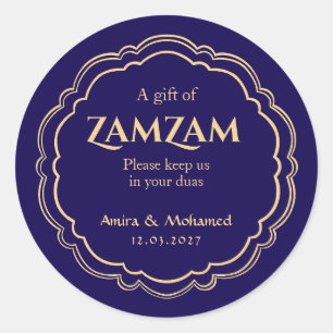 Zamzam Water Wedding Favor Sticker Islamic Blue