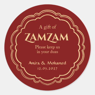 Zamzam Water Wedding Favor Sticker Islamic Burgund