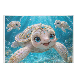 Zander the Tortoise Faux Canvas Print