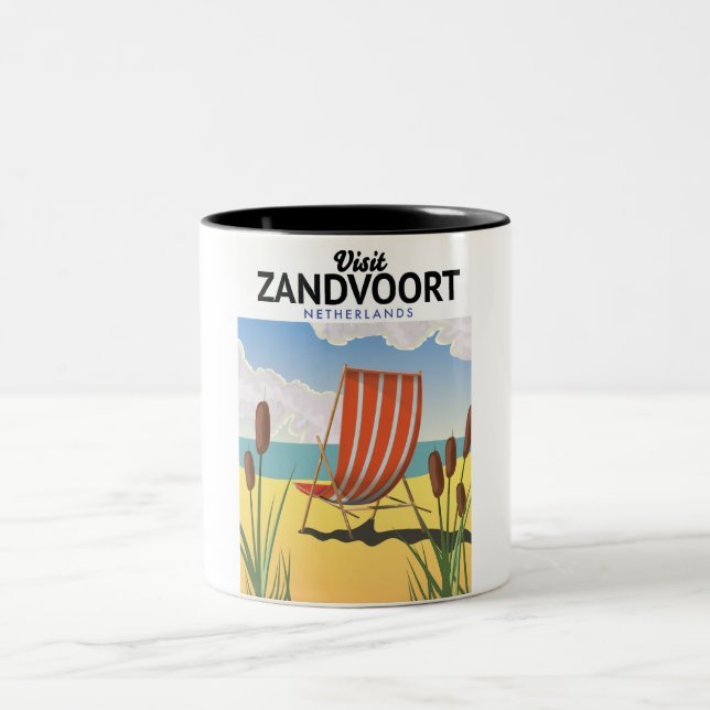 Zandvoort Netherlands travel poster Two-Tone Coffee Mug (Center)