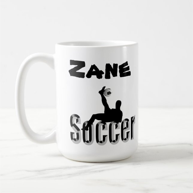 Zane Name With Soccer Design, Coffee Mug (Left)