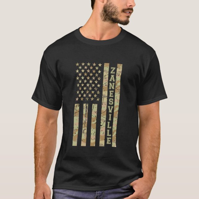 Zanesville City Pride Ohio Desert Camo Distressed  T-Shirt (Front)