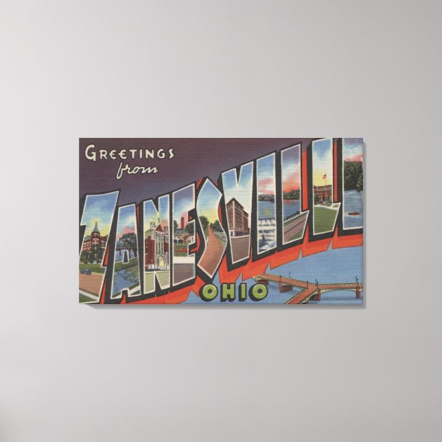 Zanesville, Ohio - Large Letter Scenes Canvas Print (Front)