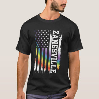 Zanesville United States Distressed Rainbow w US F T-Shirt