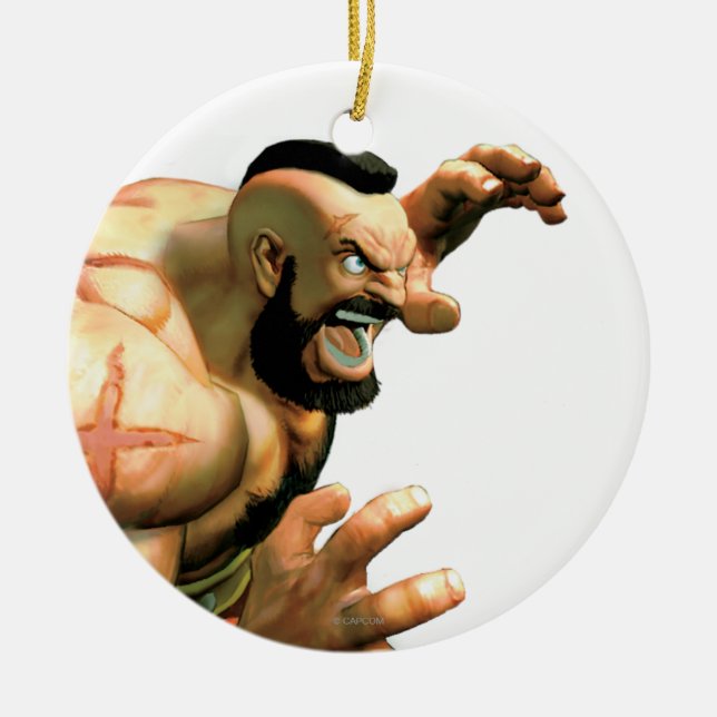 Zangief Ready to Grab Ceramic Ornament (Front)