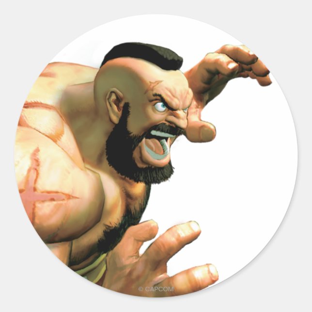 Zangief Ready to Grab Classic Round Sticker (Front)