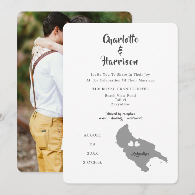 Zante Wedding Destination Photo Invitation (Front/Back)