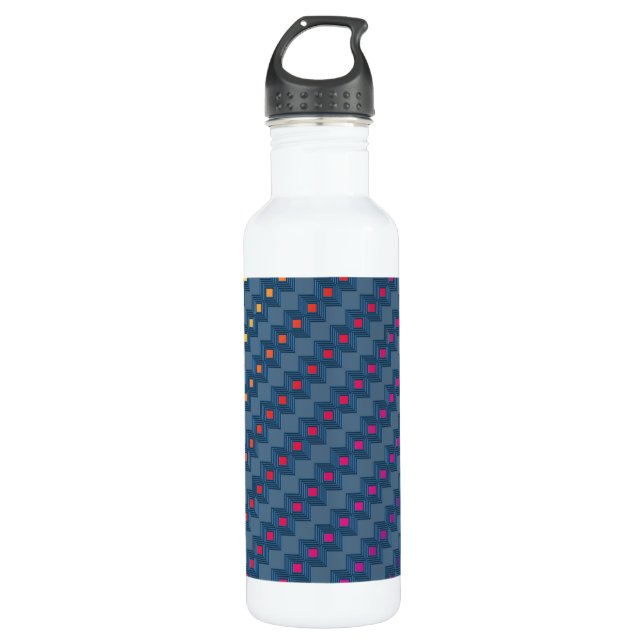 Zany abstract squares stainless steel water bottle (Front)