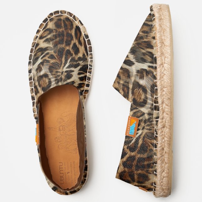 Zany and Spiffy Leopard Spots Leather Grain Look Espadrilles (Side)
