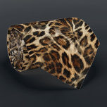Zany and Spiffy Leopard Spots Leather Grain Look Neck Tie<br><div class="desc">Stylish leopard print in a realistic looking leopard fur in black and brown spots on cream and beige with the sheen of a leather grain texture look.</div>