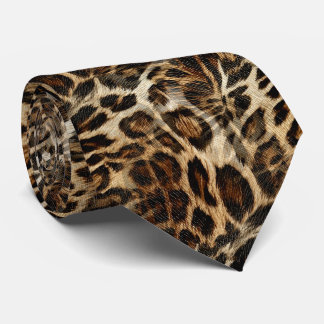 Zany and Spiffy Leopard Spots Leather Grain Look Neck Tie