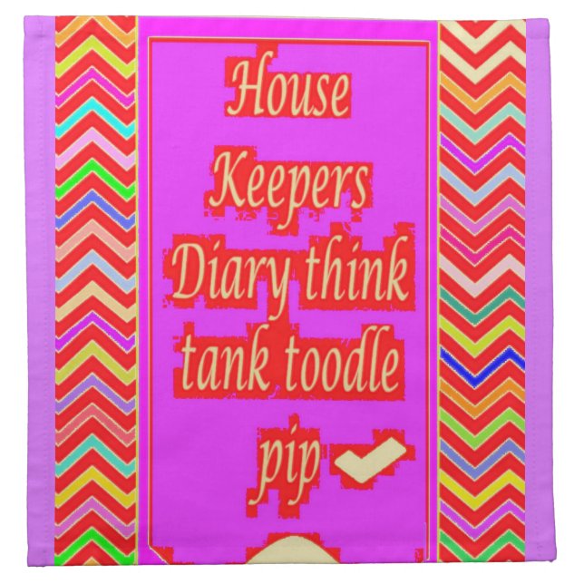  ZANY ART DESIGN WITH HOUSEKEEPER WORDS CLOTH NAPKIN (Front)