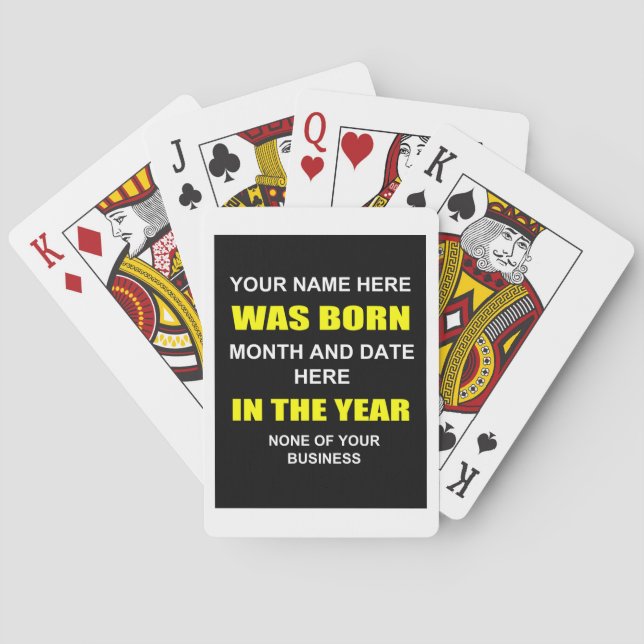 zany birthday quote poker cards (Back)