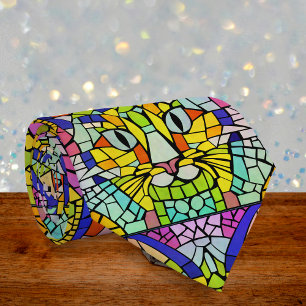 Zany Cat in Many Colors - Fun Mosaic on Cheerful Neck Tie