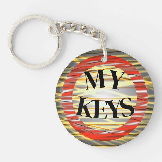 Zany Creative Dramatic Bold Easy to Find My Keys Keychain (Front)