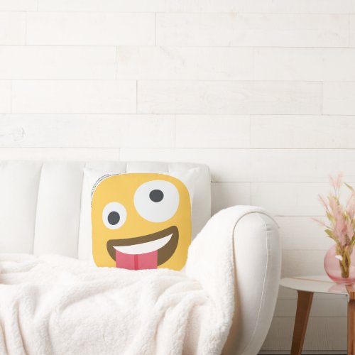Zany Face Emoji  Throw Pillow