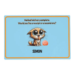 Zany Funny Sarcastic Cat Food Placemat