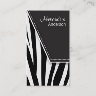 Zany Hip Zebra Print Business Cards (black)