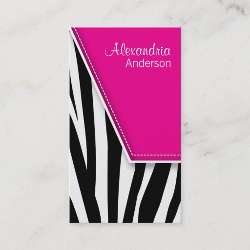 Customizable Zany Hip Zebra Print Business Cards (fuschia)