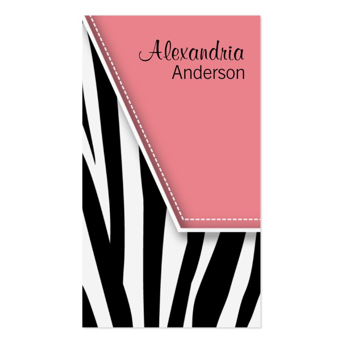 Zany Hip Zebra Print Business Cards (pink)