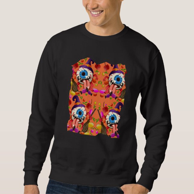Zany One Eyed Holloween Candy Monster   Sweatshirt (Front)